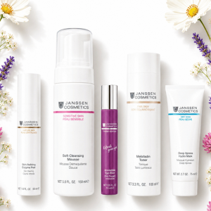 Janssen Cosmetics At-Home Facial Ritual Skincare System — set of 5 professional treatment products including Soft Cleansing Mousse, Skin Refining Enzyme Peel, Melafadin Toner, Deep Xpress Hydro Mask and Irresistible Eye Elixir Ireland