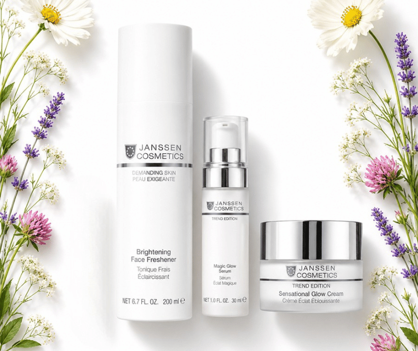 Janssen Cosmetics Niacinamide Glow Skincare System — set of 3 products including Brightening Face Freshener, Magic Glow Serum and Sensational Glow Cream for brighter more radiant skin Ireland