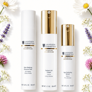 Janssen Cosmetics Pro-Age Triple Action Lift and Renew Skincare System — set of 3 products including Skin Refining Enzyme Peel, Age Perfecting Serum and Perfect Lift Cream for mature skin lifting and renewal Ireland
